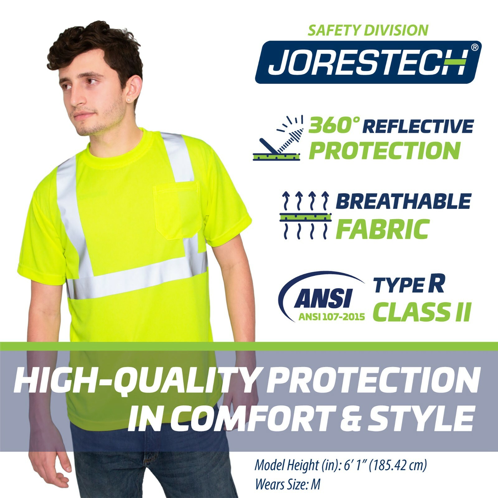 5-Pack Hi-Vis ANSI Class II Reflective Safety T-Shirts Lime