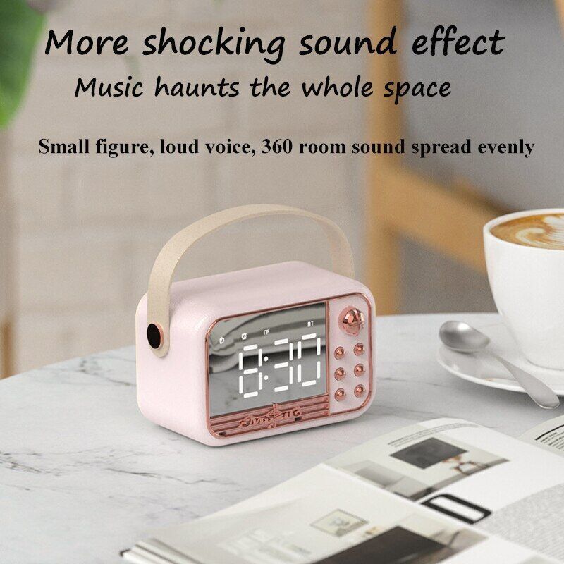 Bluetooth Speaker with Microphone HIFI Stereo Digital Display Alarm Clock