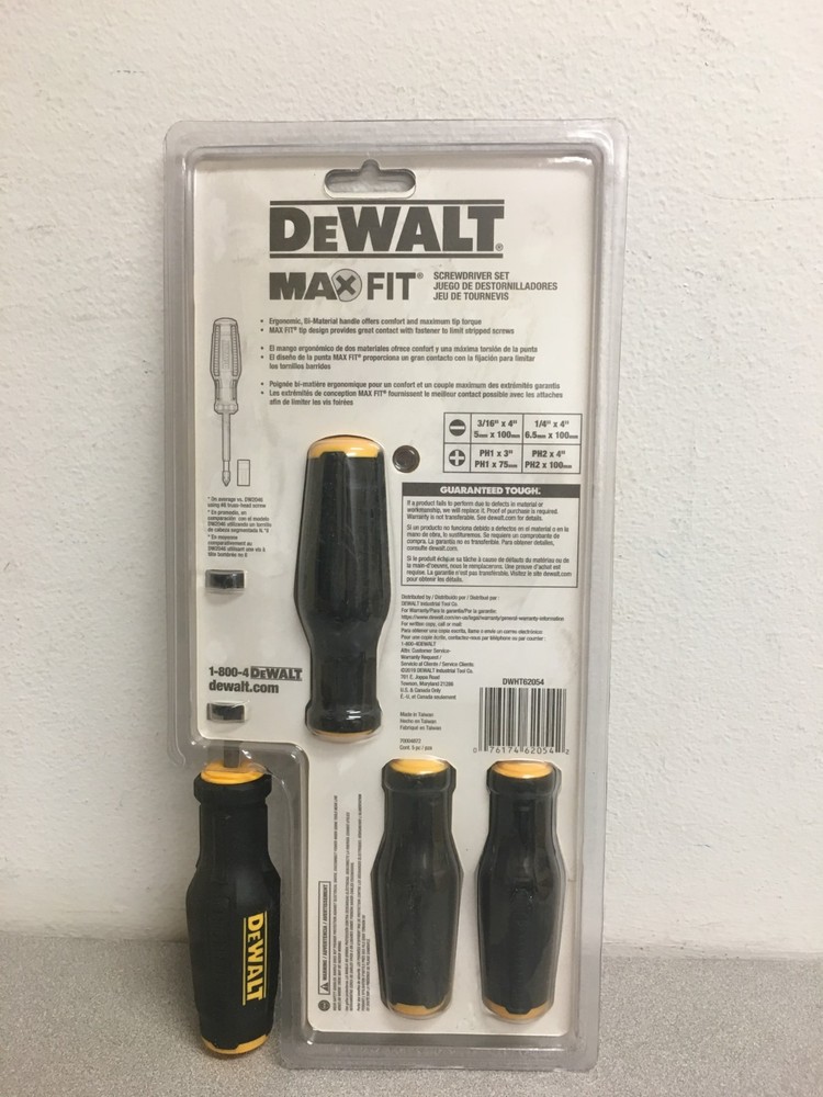 DeWalt Max Fit Phillips/Slotted Assorted Screwdriver Set 4 pc #DWHT62054
