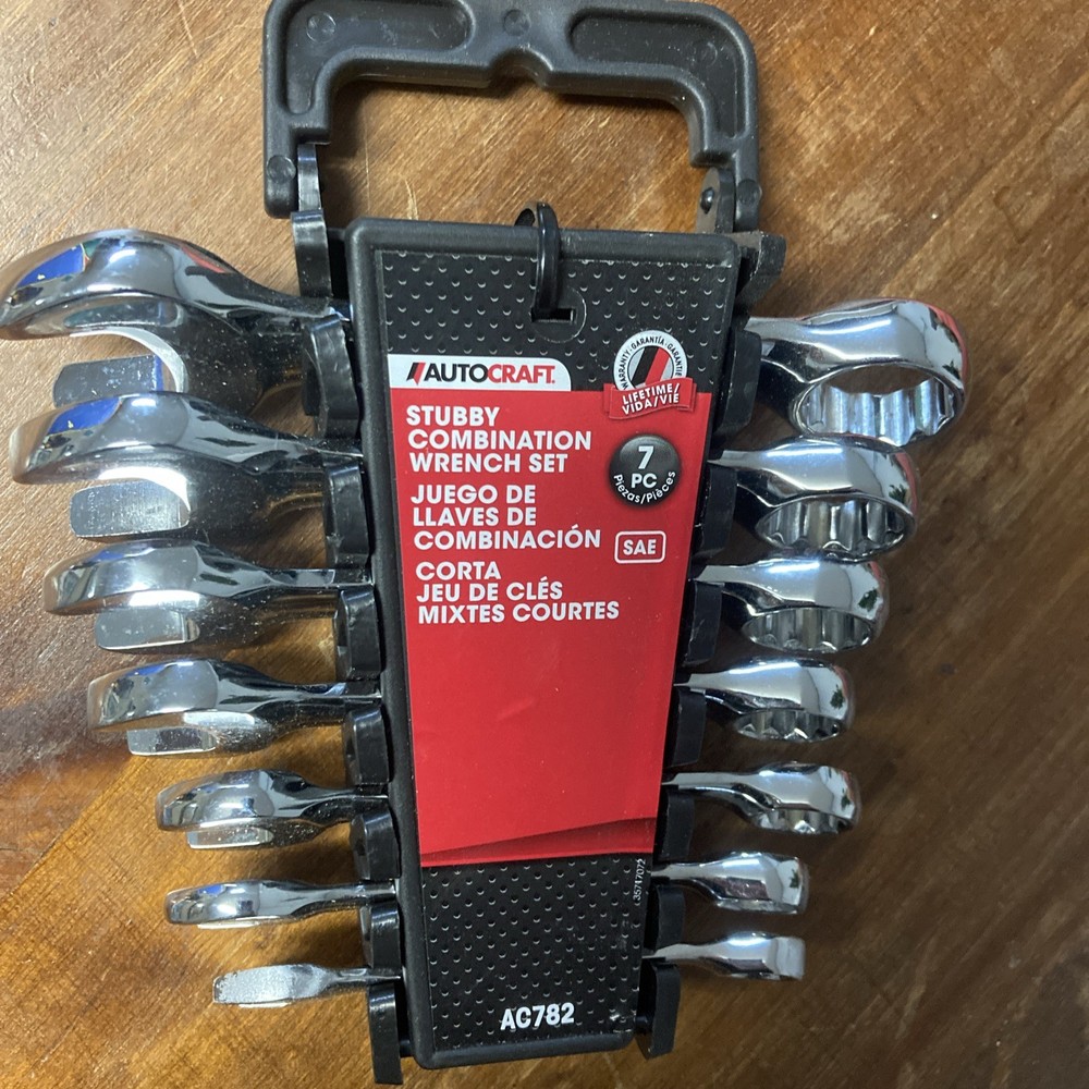 AutoCraft Wrench Set, Combination, Stubby, SAE, 7 Piece