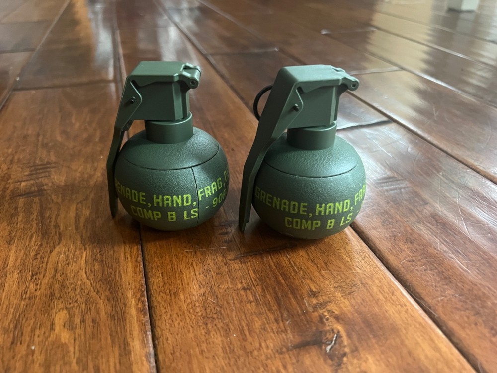(2) Airsoft Spring Powered Reusable Grenades