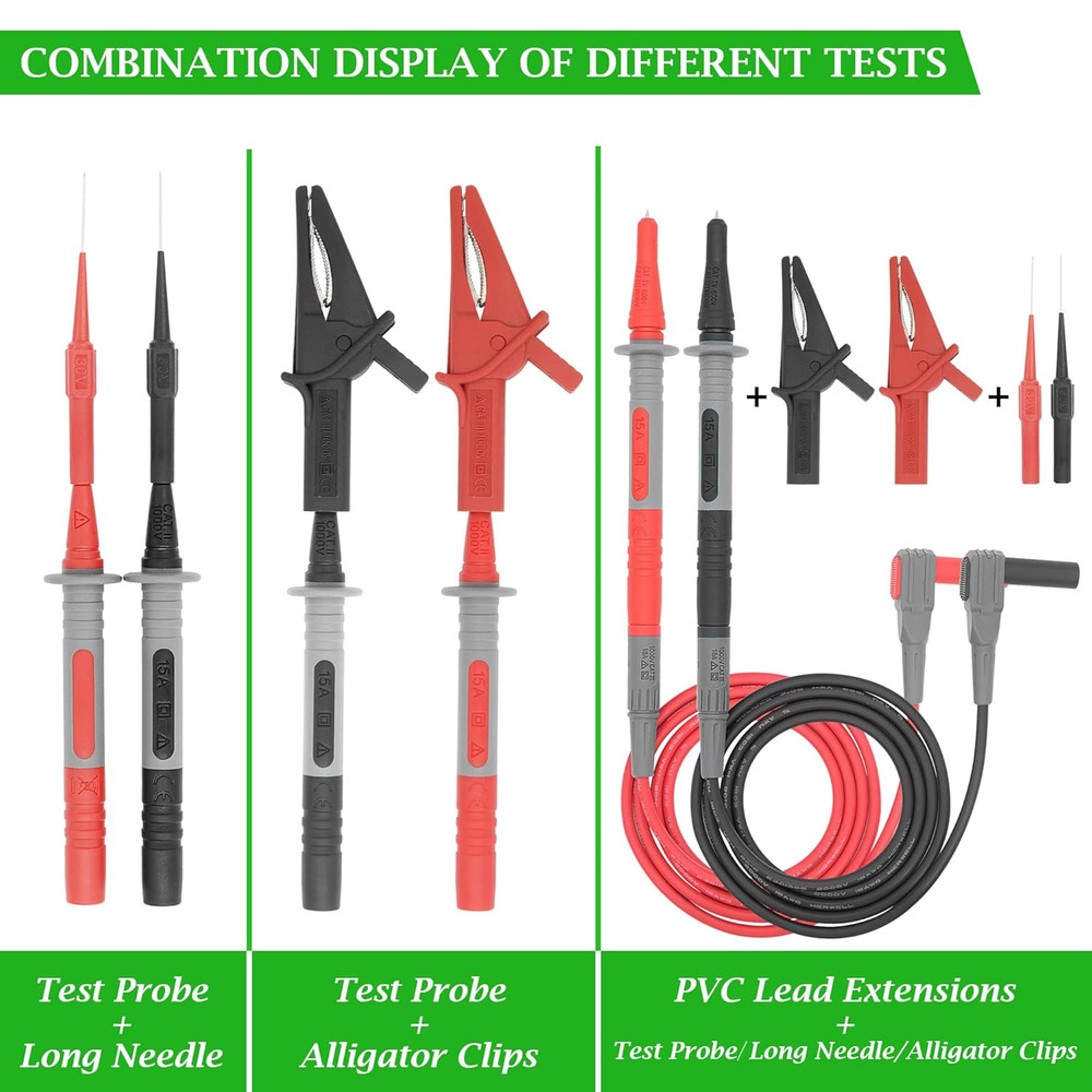 Test Leads Set Double Insulated Electrical Multimeter Test Lead Kit, Test Leads
