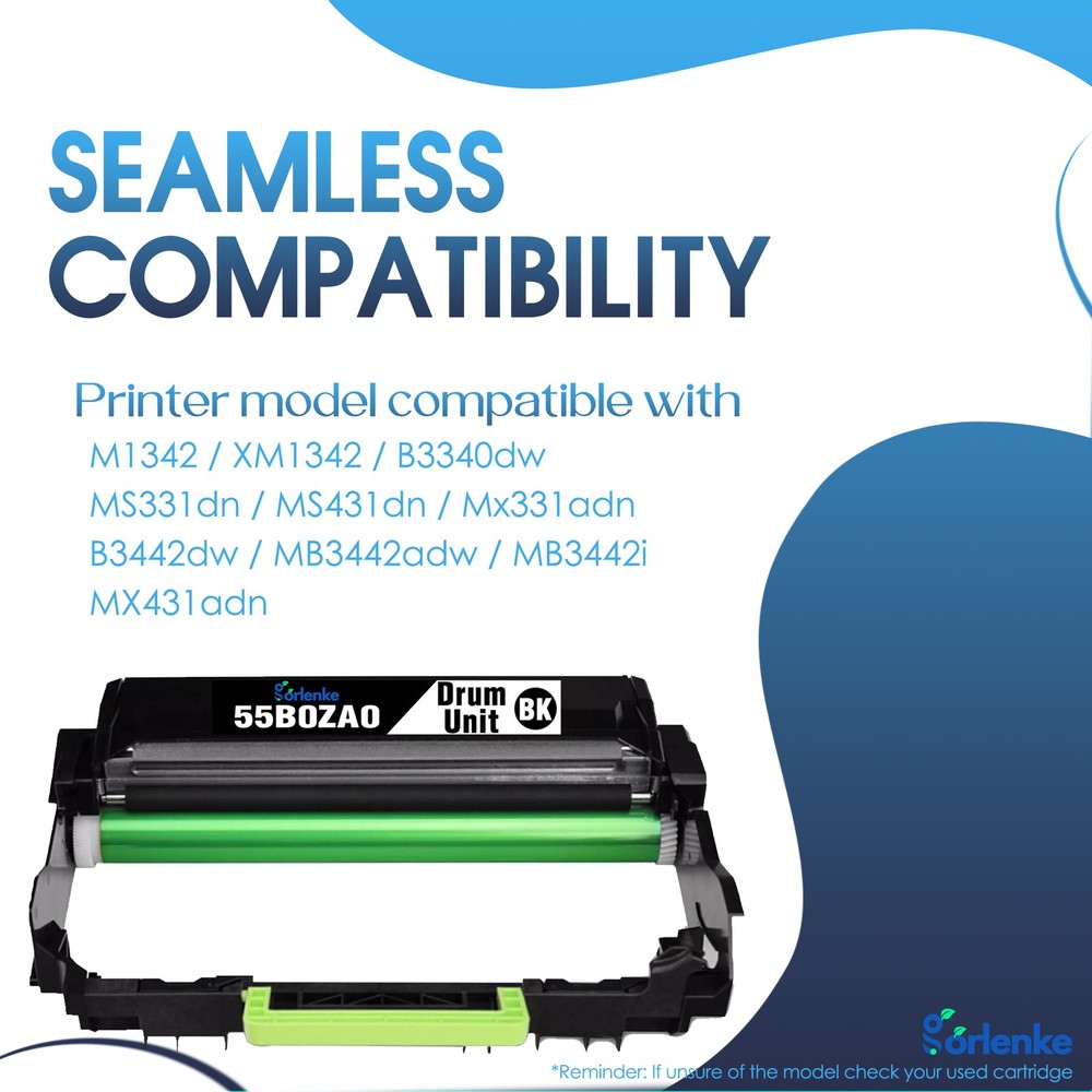 Compatible 55B0ZA0 Black Drum Unit (1-Pack) for Lexmark Printers Mx331adn
