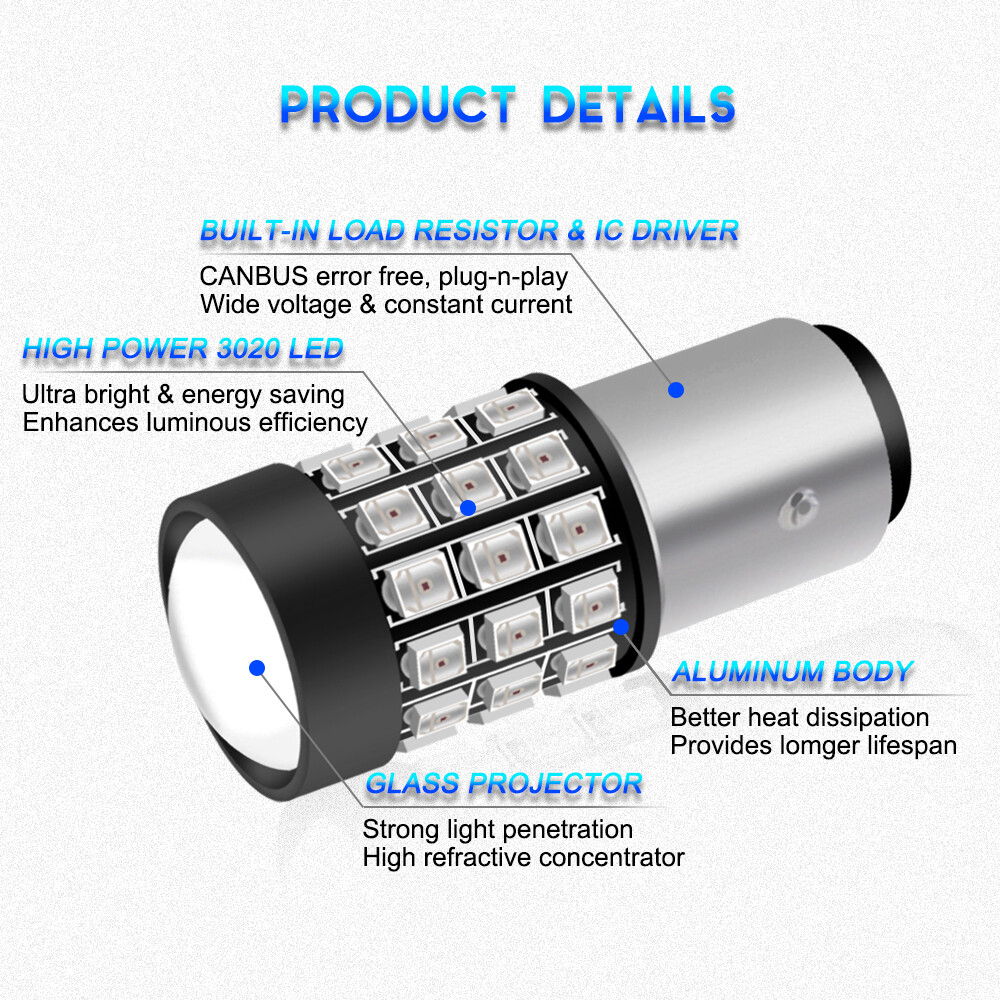 2x 1157 LED Strobe Flashing Brake Stop Bulbs Tail Blinking Light Safety Warning