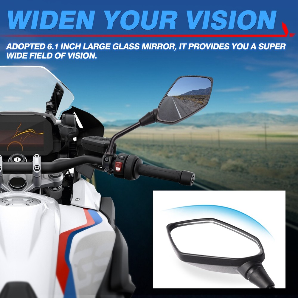 2x 7/8" 22mm Universal Motorcycle Handlebar End Side RearView Mirrors Left Right