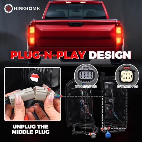Tail Light Assembly Compatible with 2014 2015 For 2014-2019 Chevy Silverado