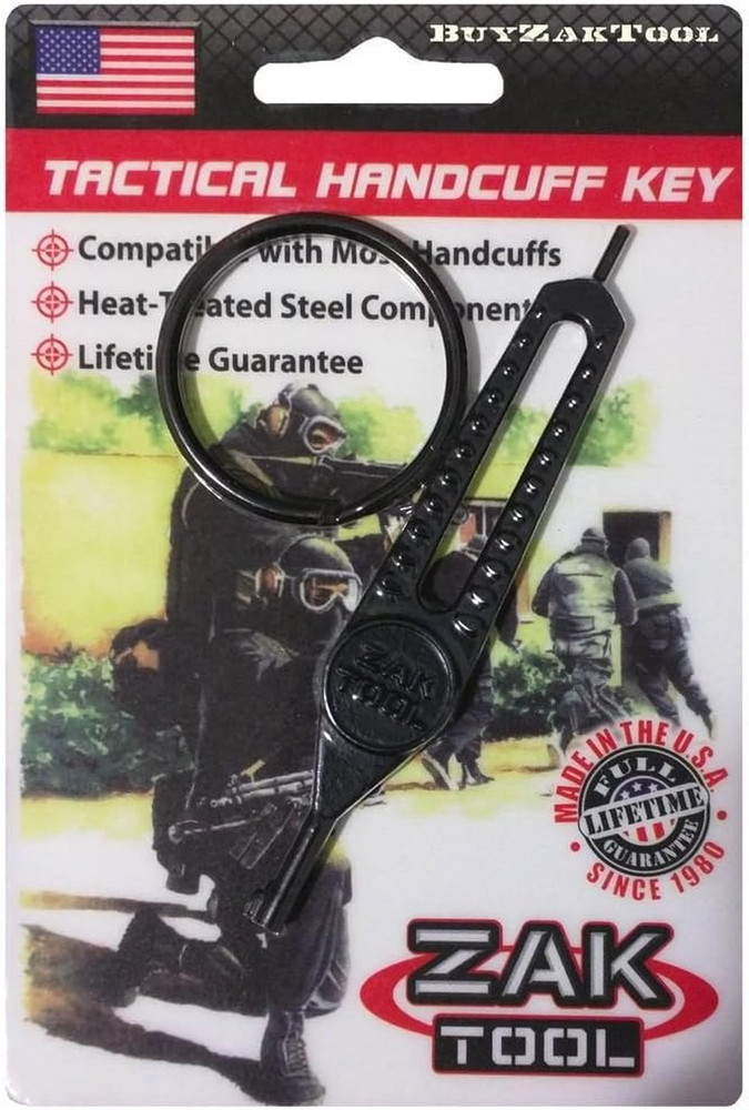 Super Flat Grip Universal Handcuff Key Solid Steel Black ZT25