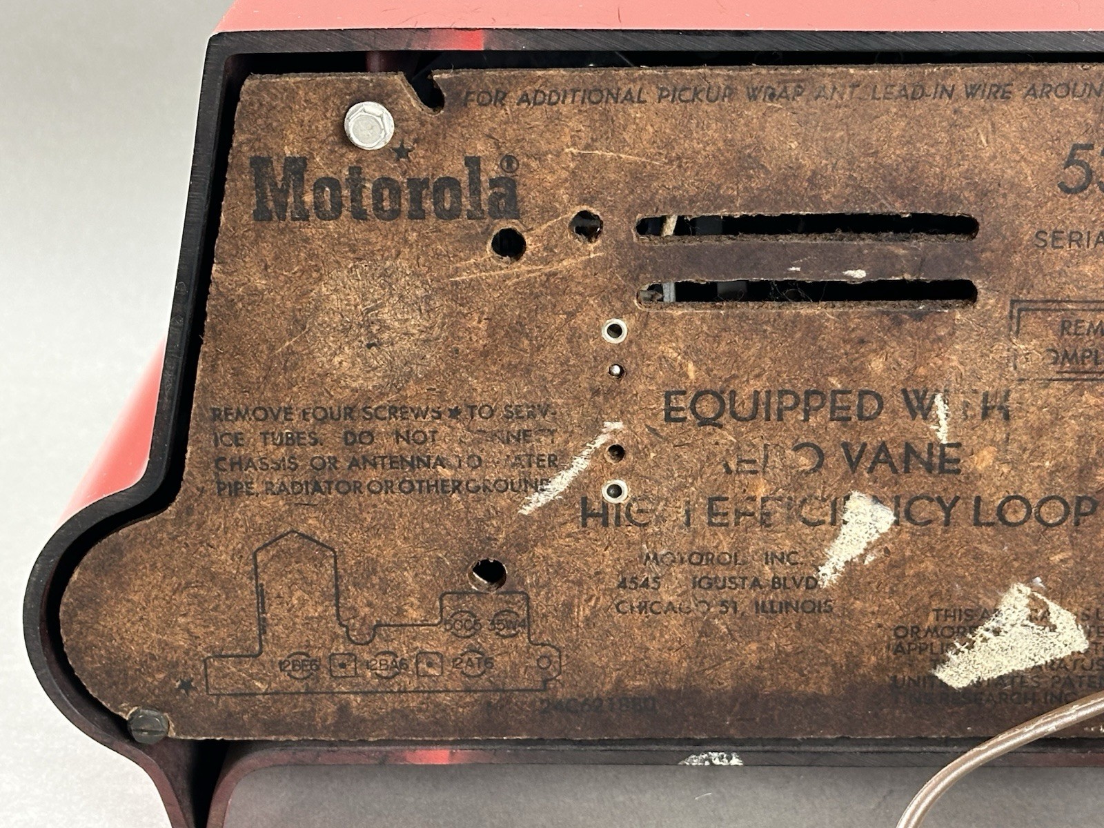 Vintage MCM 1950s Motorola 53H Tube Radio Red Atomic Age Powers On