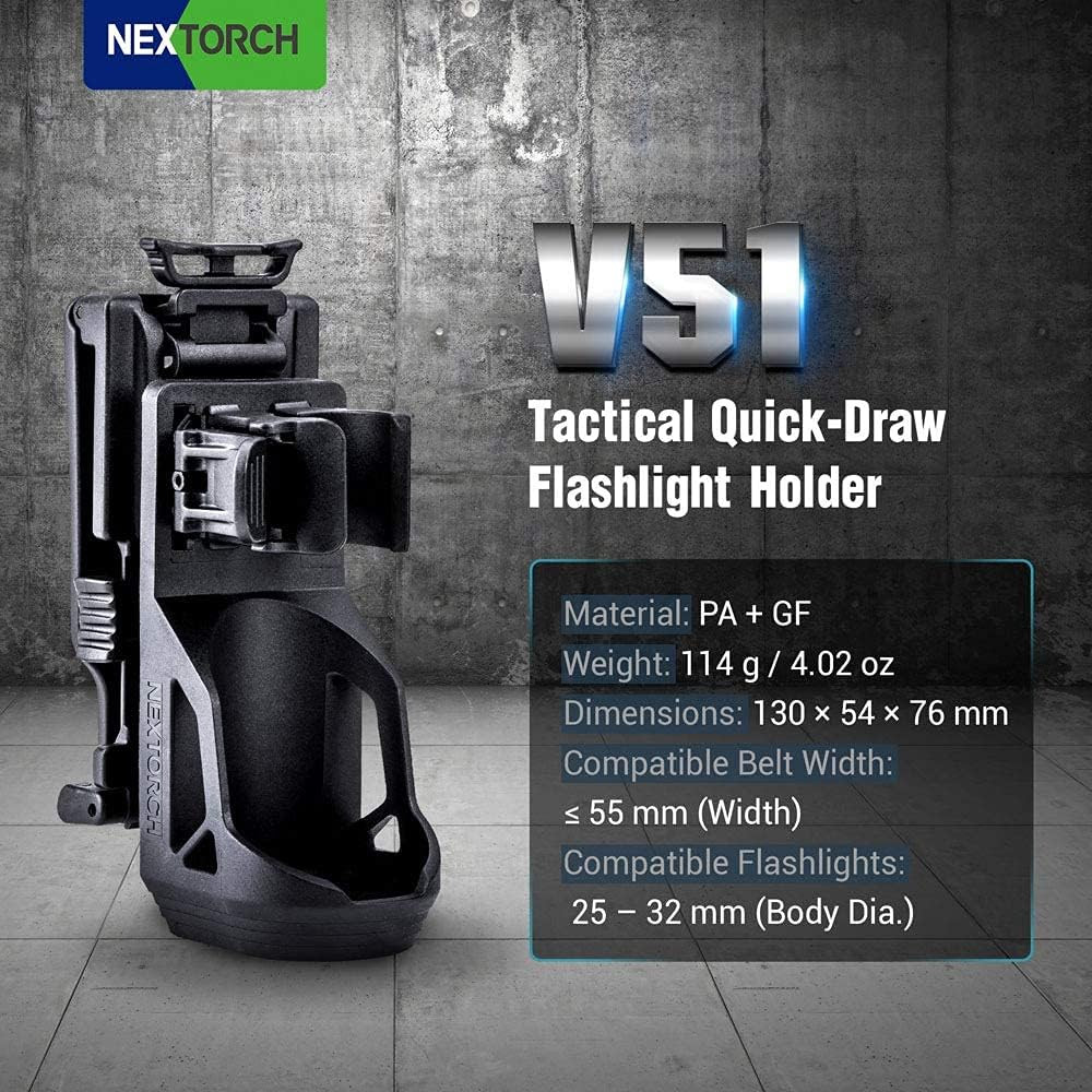 V51 Tactical Flashlight Holster with Adjustable Locking Belt System