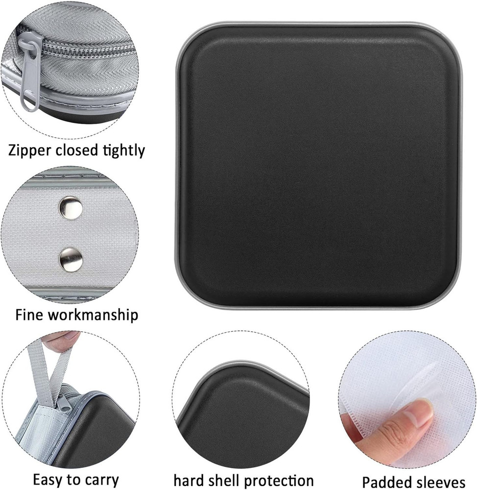 CD Case, 40 Capacity CD/DVD Case Holders Wallet Hard Plastic DVD Disc Cases Stor