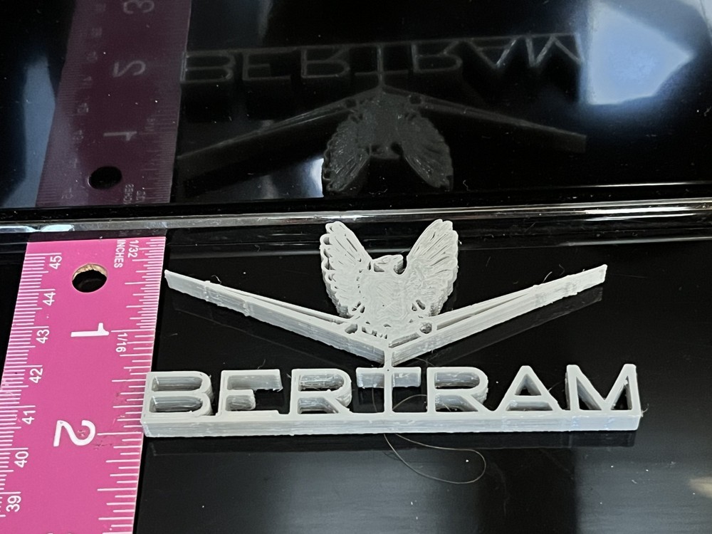 Single Plastic Bertram Exterior Emblem (Early Type) 3d Printed