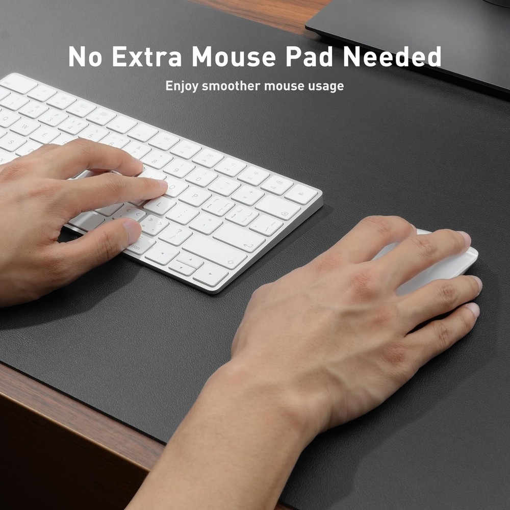 Aothia Leather Desk Pad Protector, Mouse Pad, Office 36" x 17", Gray