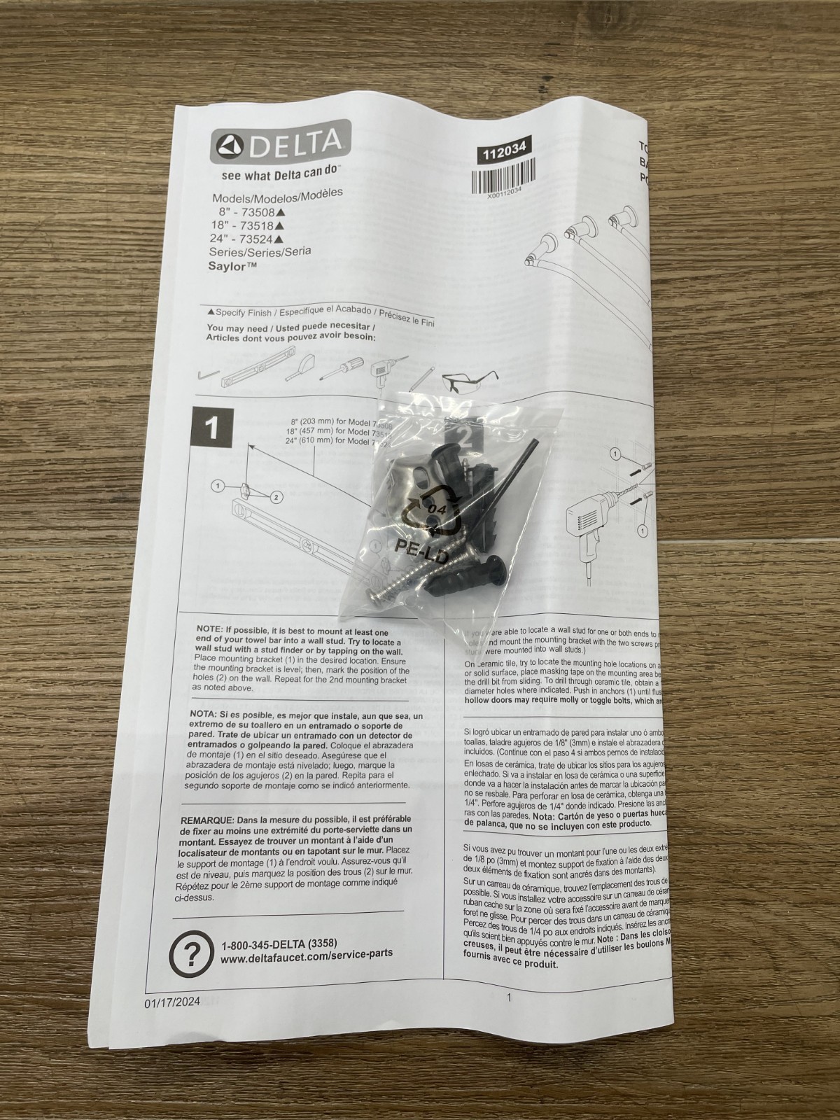 Delta 73524-CZ Saylor 24" Towel Bar - Champagne Bronze - *READ*