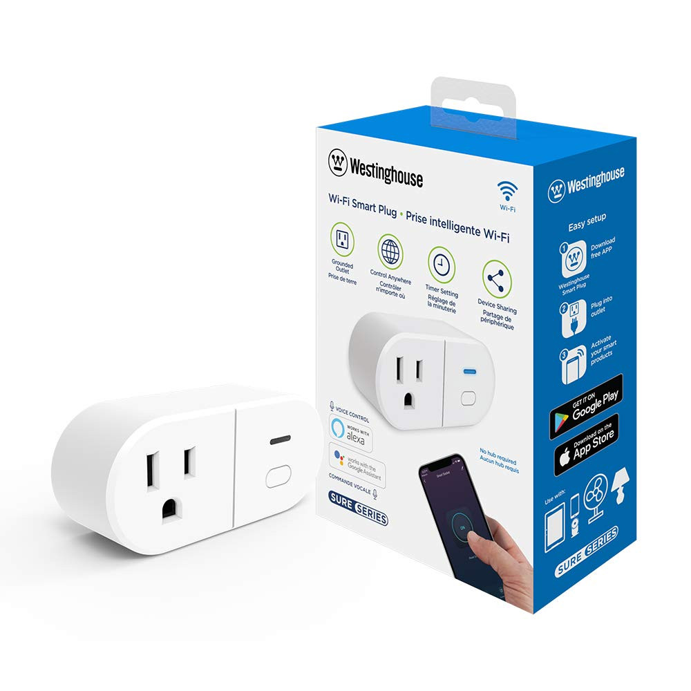 94007 Sure Series Wi-Fi Single Plug Smart Outlets, White