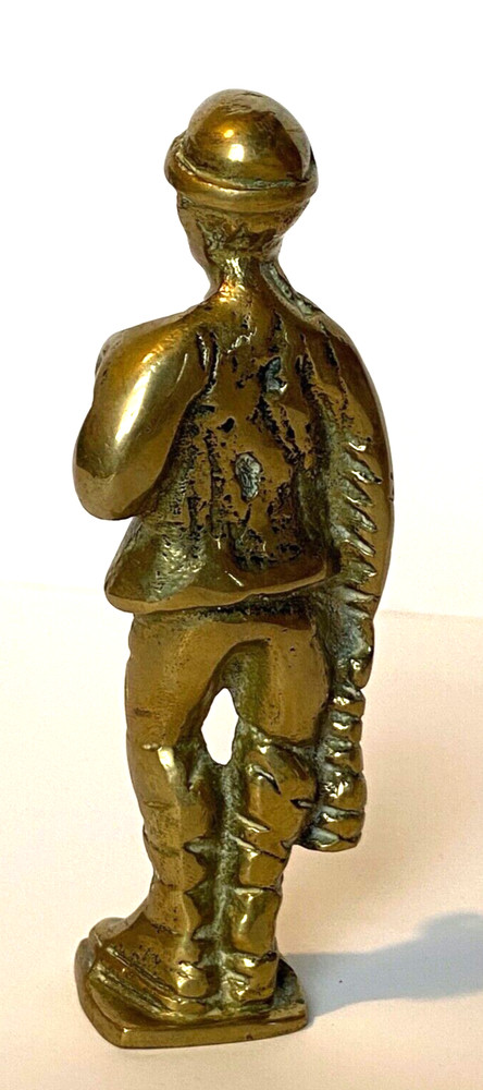 11 cm Vintage Solid Brass Coal Miner Missing His Pick