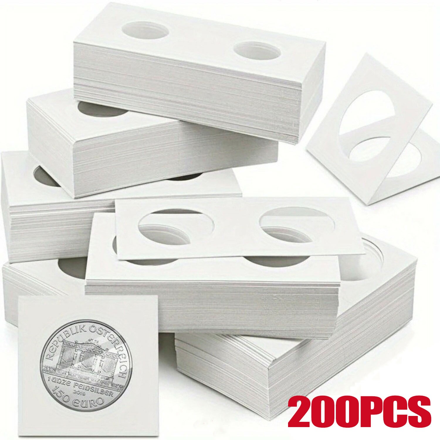 200PCS Assorted Coin Holders 2X2 Cardboard Mylar Flips Include 4 Sizes New