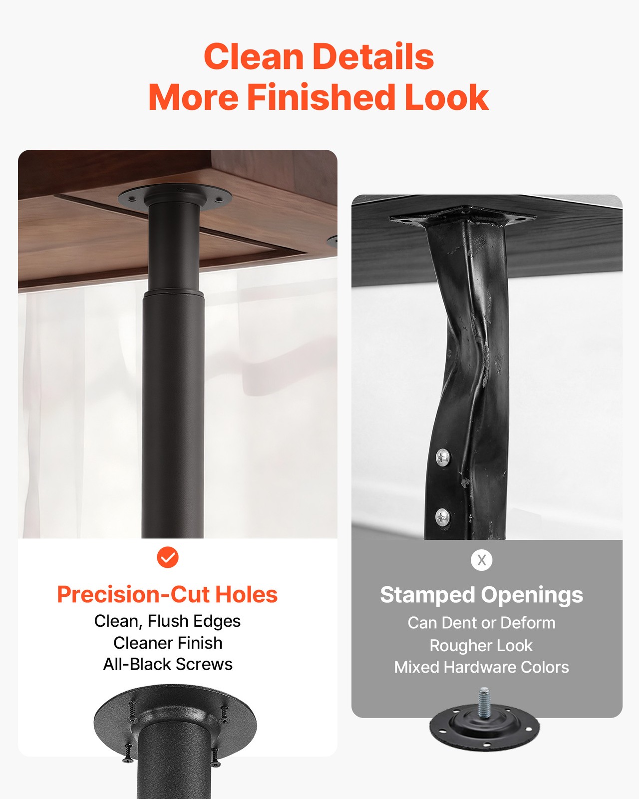 VEVOR Adjustable Steel Table Legs 28-43 in 1200 lbs Heavy Duty Set of 4 Black