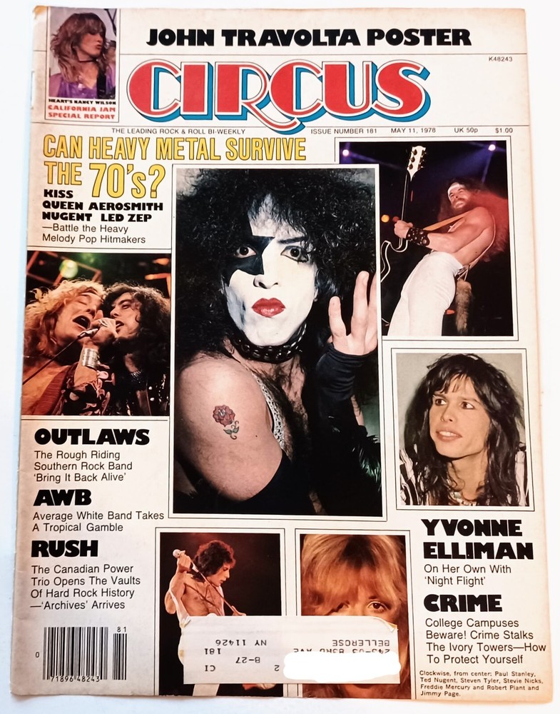 1978 CIRCUS MAGAZINE~COVER ONLY~KISS/AEROSMITH/HEART~POSTER PINUP MUSIC WALL ART