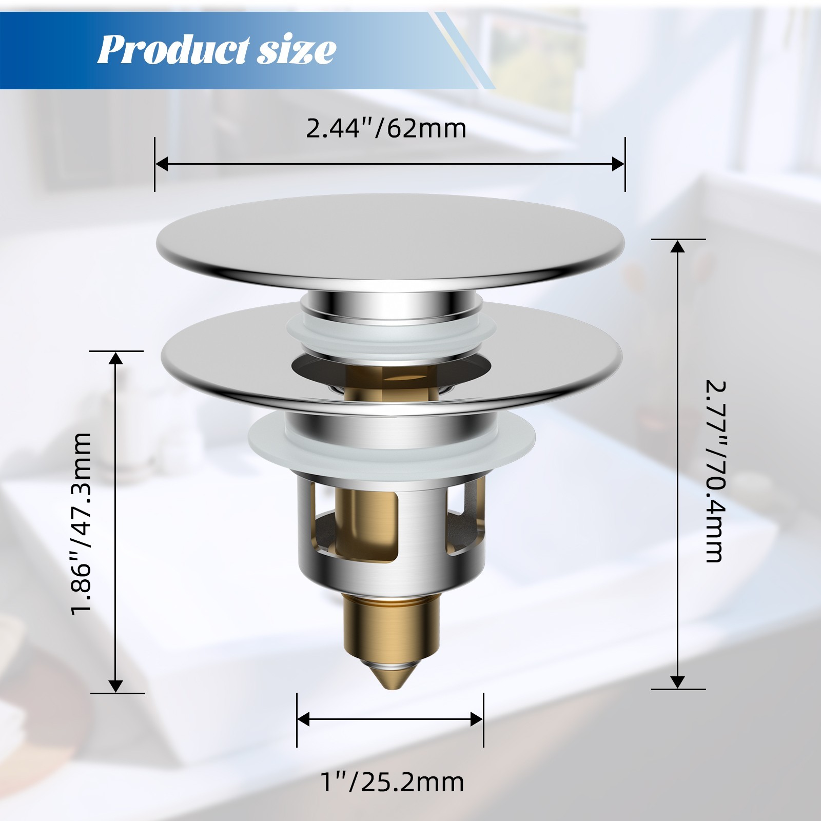 Universal Bathroom Sink Stopper Basin Pop Up Bathroom Sink Drain Strainer Filter