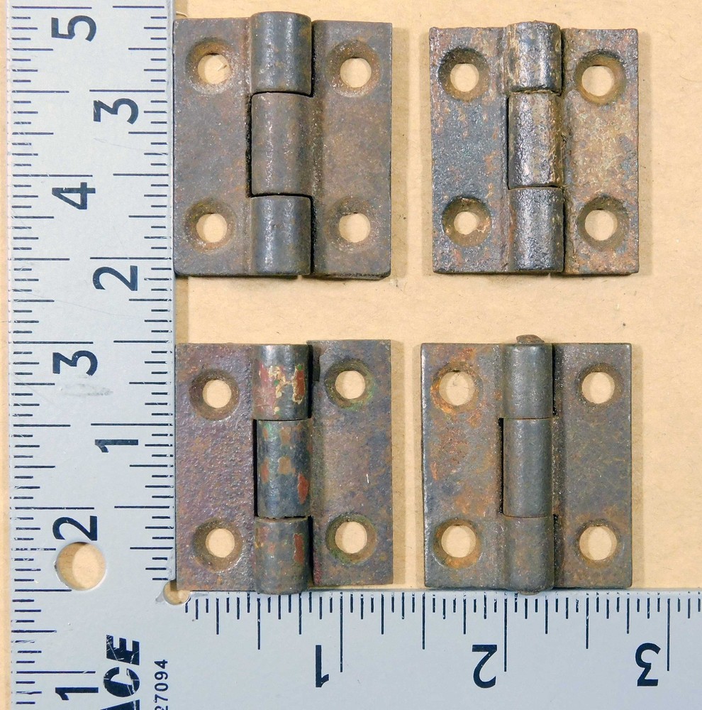 Small original antique cast iron butt hinges