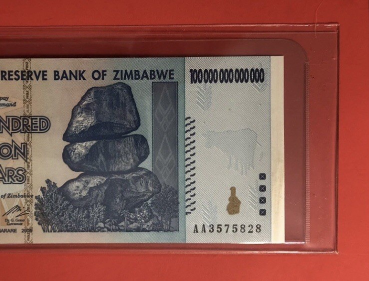 ZIMBABWE 100 TRILLION DOLLAR BANKNOTES, ALMOST UNCIRCULATED