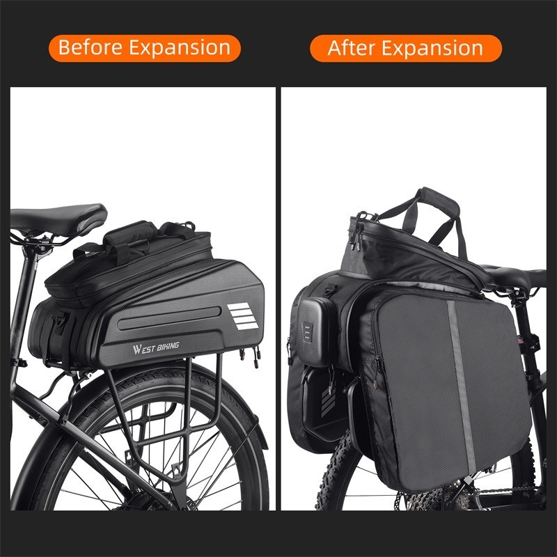WEST BIKING E-Bike Battery Bicycle Pannier Waterproof Rear Rack Carrier Bag 20L