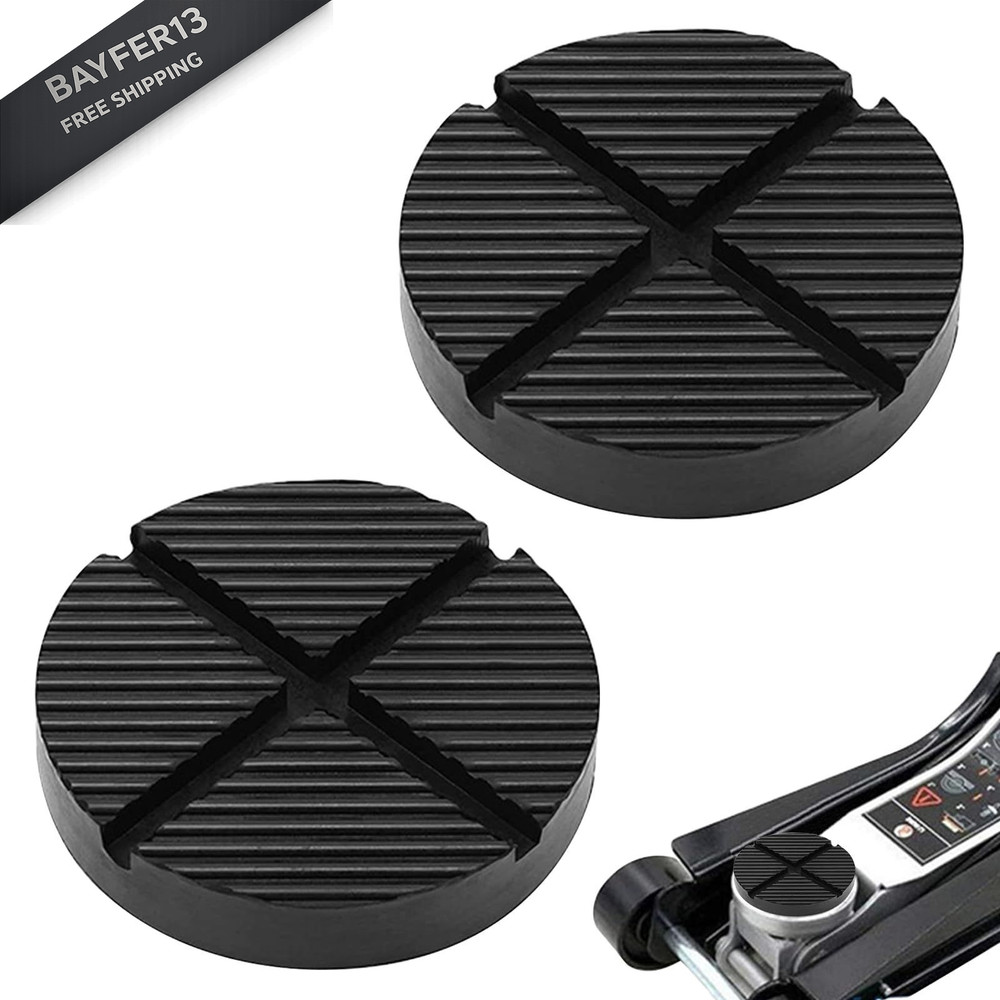 2PCS Rubber Jack Pads, Grooved Surface, Car Block Jacks Adapter Black