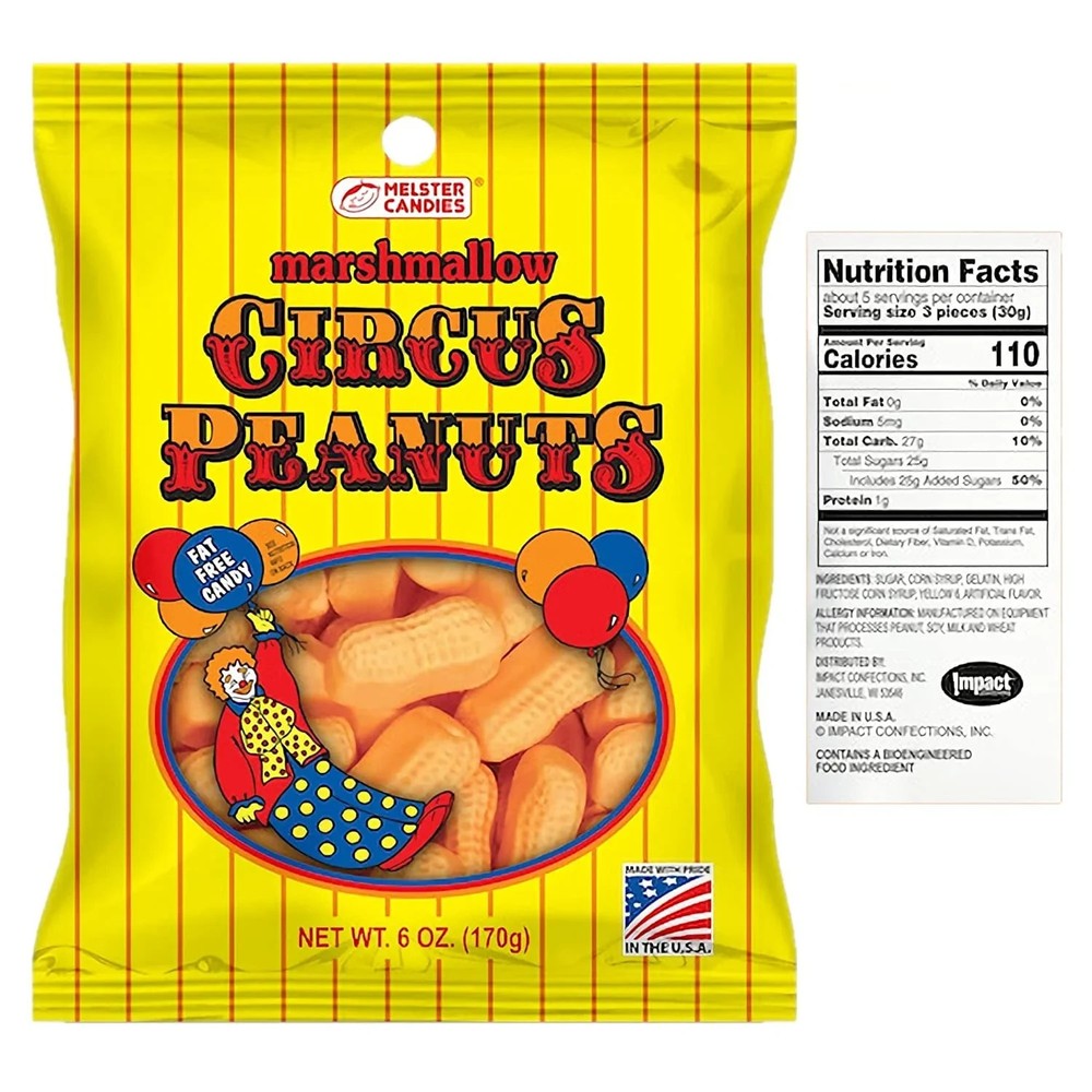 Marshmallow Circus Peanuts Candy by Melster 6oz- 12 count