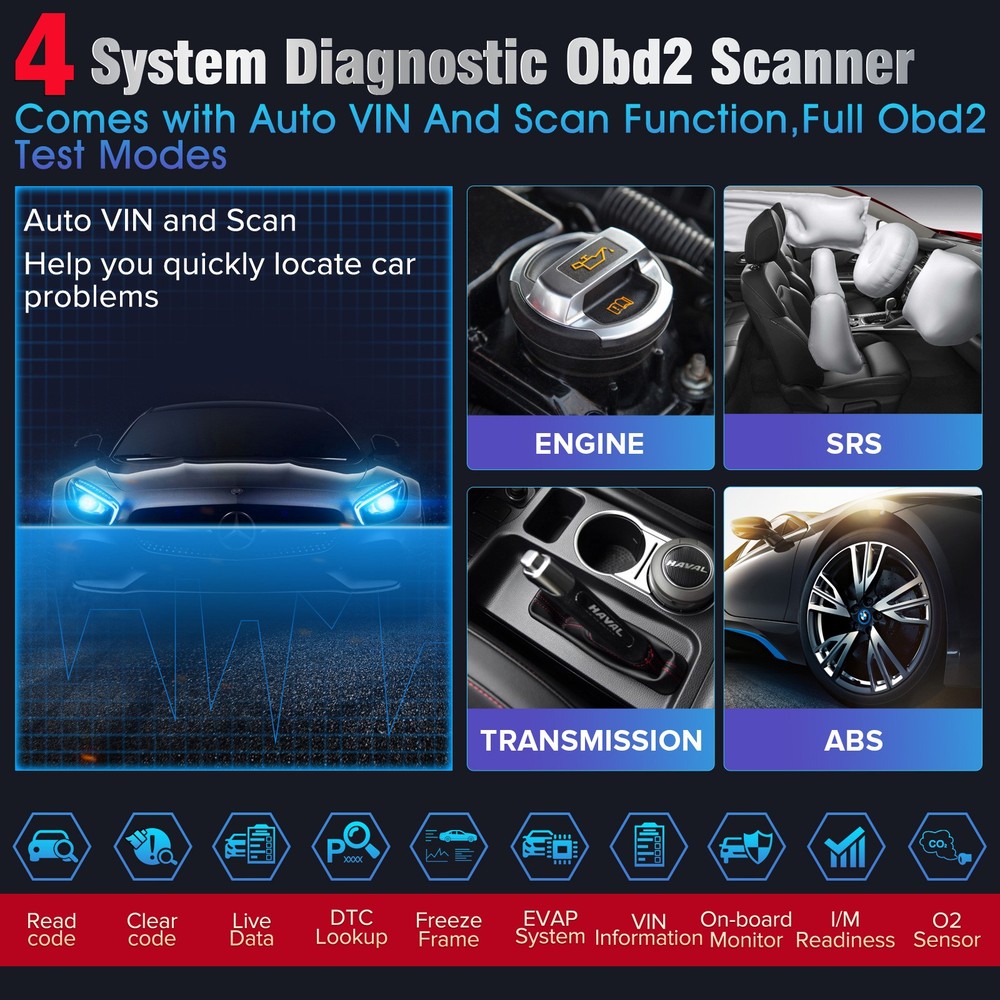 2026 Kingbolen S600 Car OBD2 Scanner Code Reader Diagnostic Tool Engine ABS AT