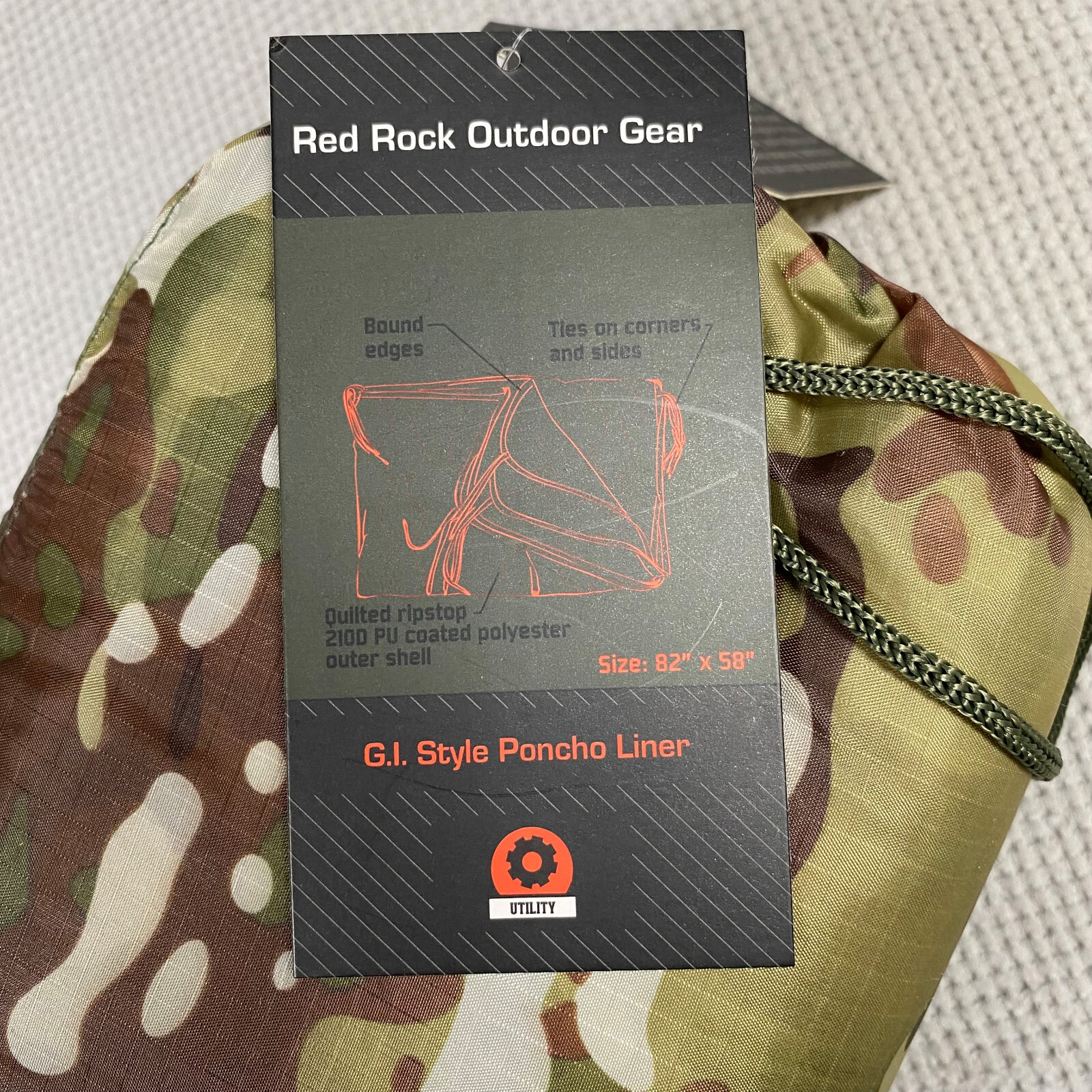 Poncho Liner Woobie OCP Multicam USGI Style with Stuff Sack Red Rock