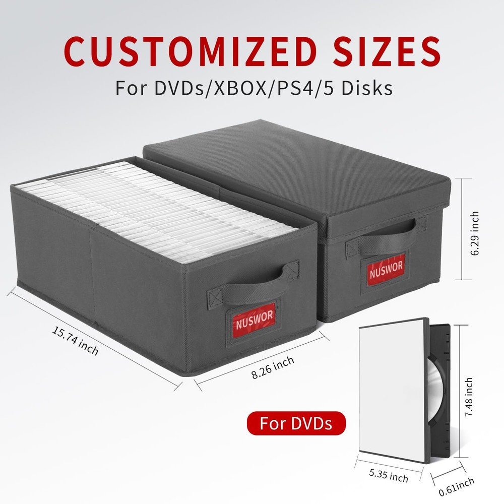DVD Storage Box - Stackable DVD Case Holder Organizer DVD Storage Solutions P...
