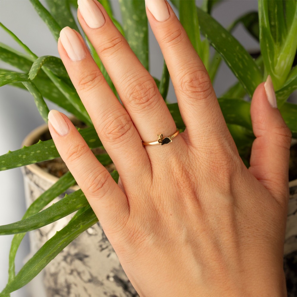 14K Solid Gold Rabbit Ring