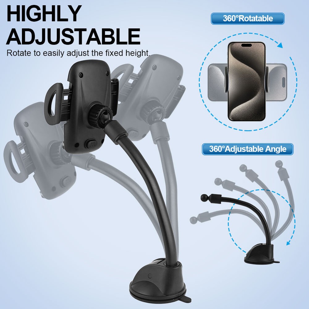 360° Rotatable In Car Suction Phone Holder Dashboard Windscreen Mount Universal