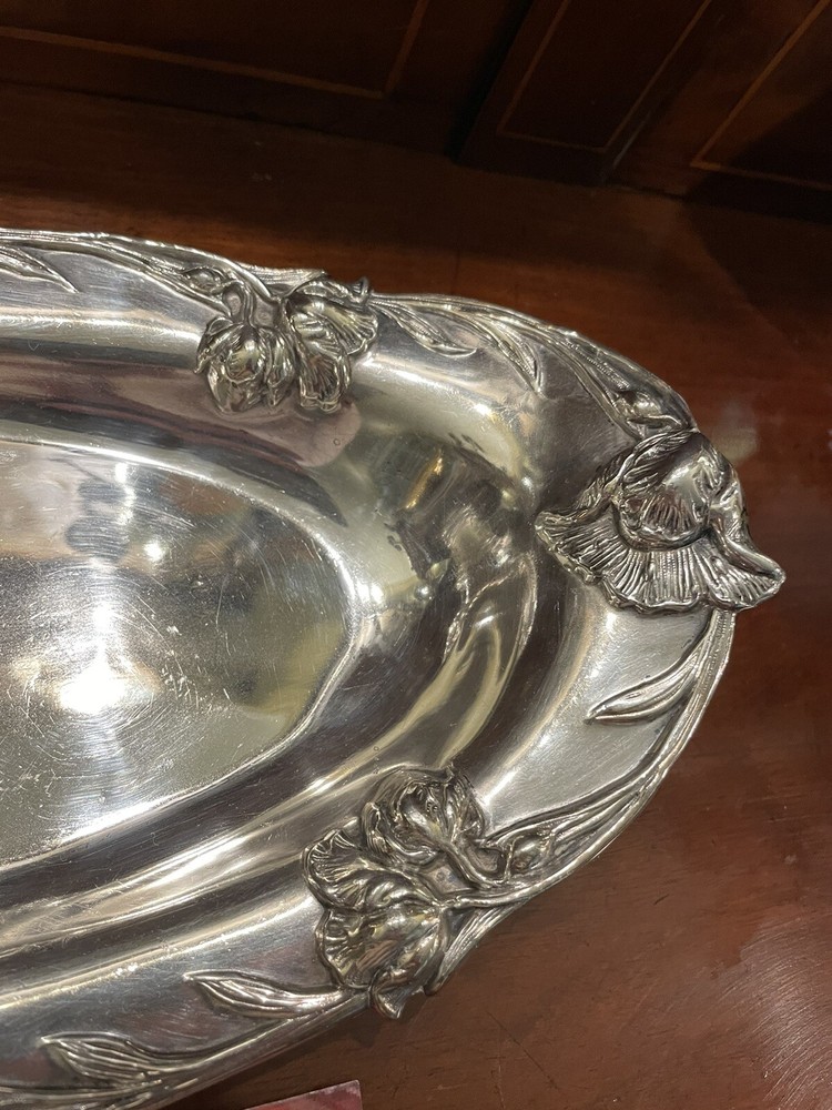 Lrg LONG SILVER FLATWARE / BREAD / VEGGIE SERVING TRAY VICTORIAN QUADRUPLE PLATE