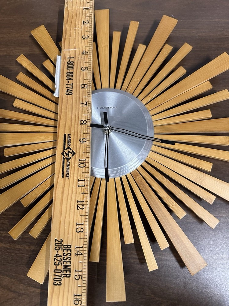 Sterling & Noble 16” Mid Century Modern Style Wall Clock Atomic *Read Needs Work