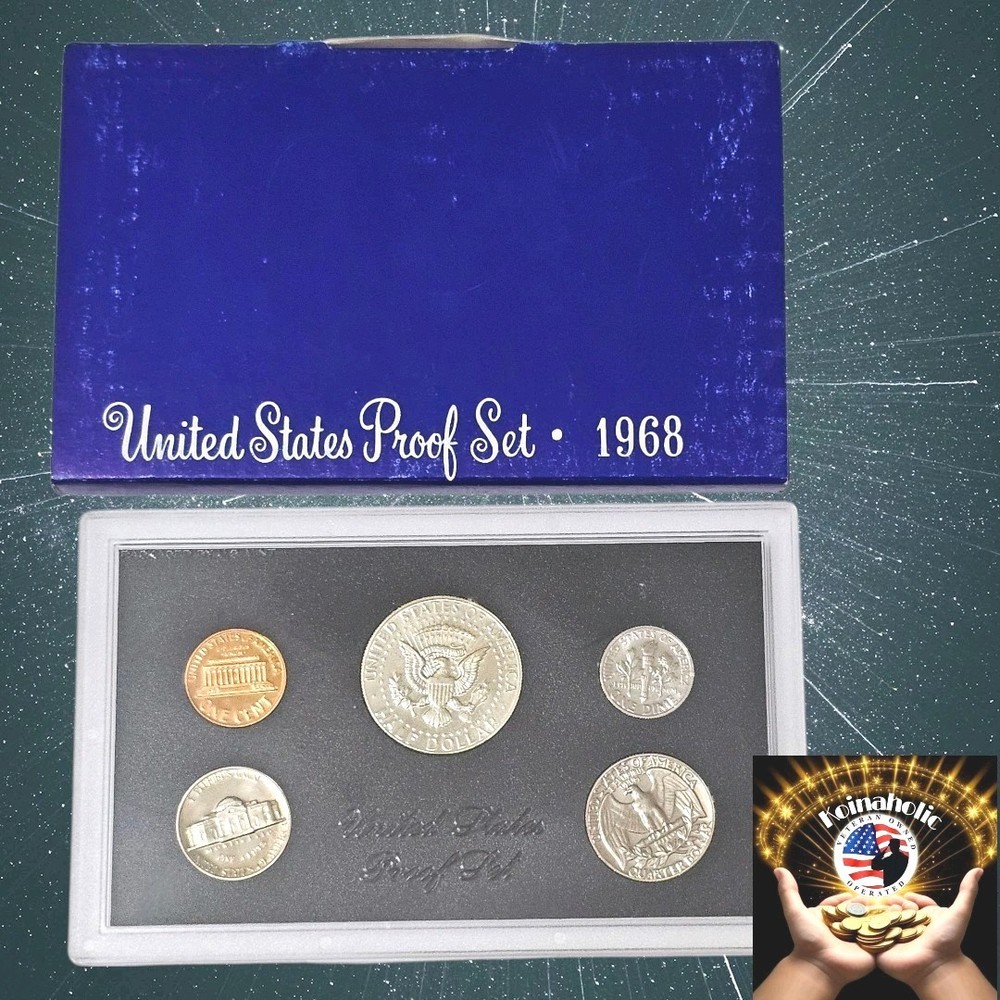 1968 Proof Set U.S. Mint OGP 40% Kennedy Half, Pulled From Storage, Fast Ship 🚢