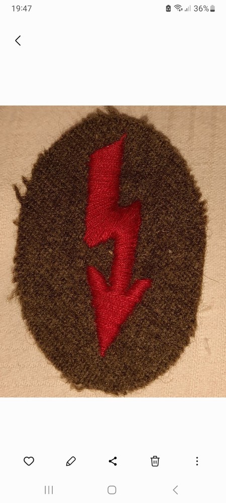 WW2 Original German tropical artillery Signal Blitz Sleeve Patch
