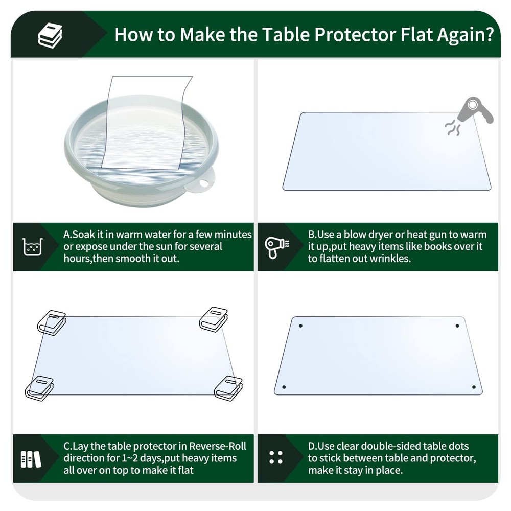 Clear Table Cover Protector Waterproof PVC Dining Desk Pad