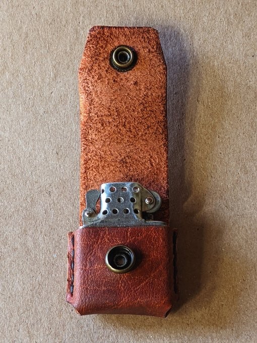 Handmade leather zippo lighter case With Belt Loop