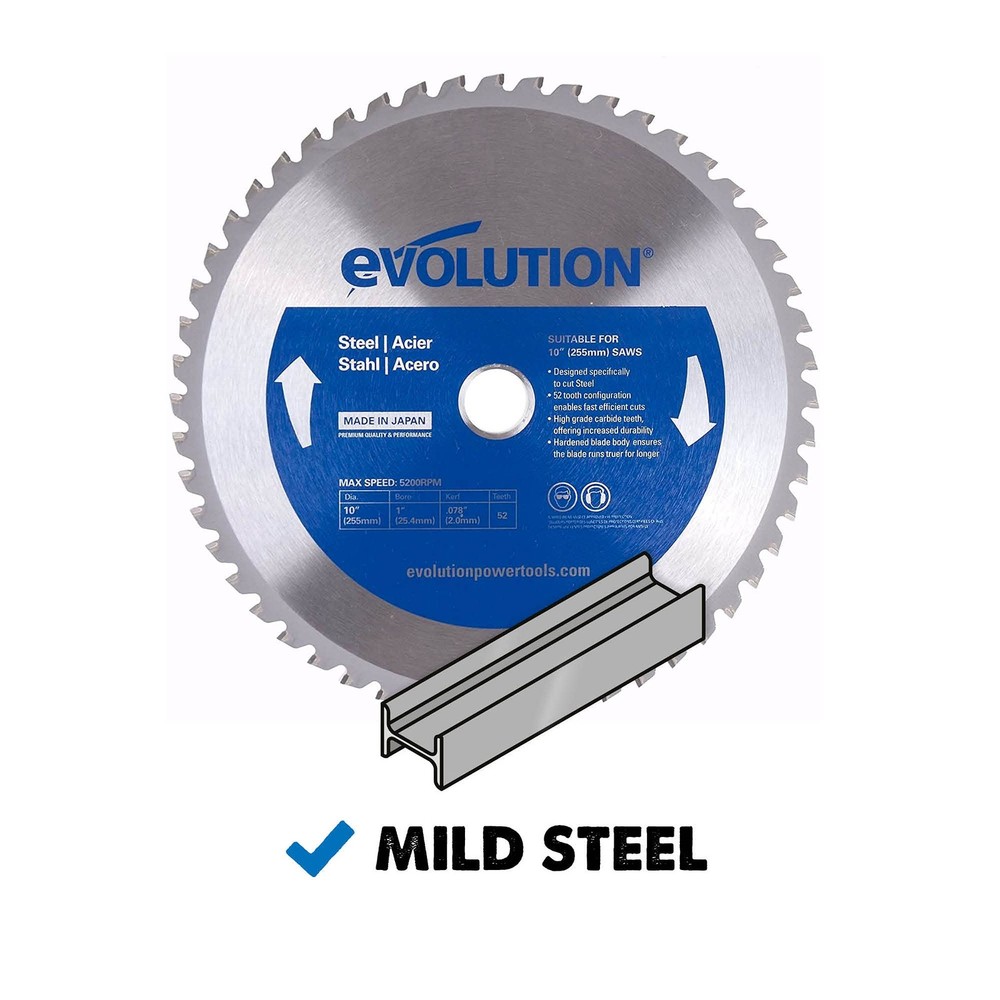 Evolution Power Tools, Professional Blade for Cutting Mild 10 Inch, Blue