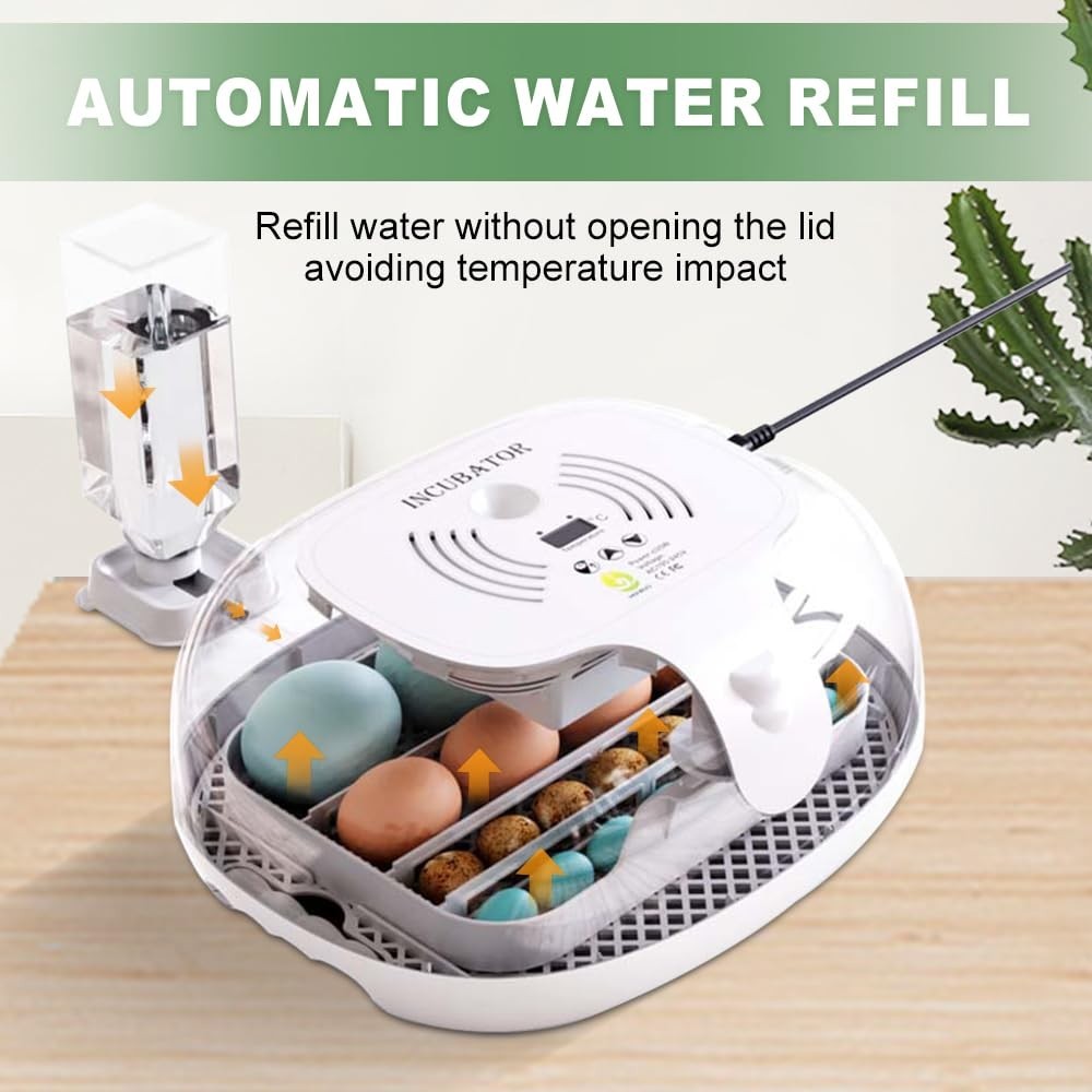 16 Egg Incubator - Automatic Egg Turner Temperature Control Built-in Candler