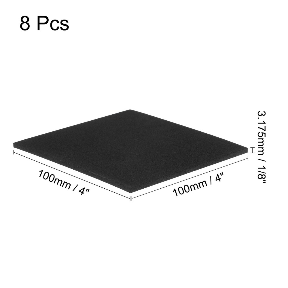 8pcs Rubber Padding Sheets 1/8" Thick x 4" Long Square Neoprene Foam Sheet