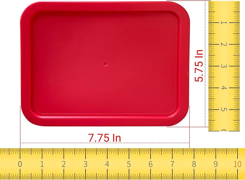 Replacement Lids for Pyrex 7210-PC Cover 3-Cup Rectangle Red 5.75x7.75" 4-Pack