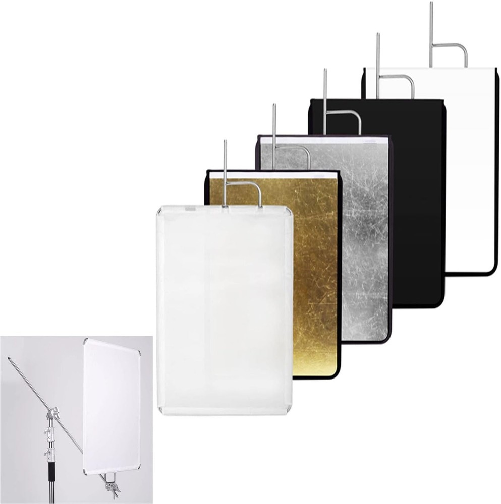 30"X36"/75X90Cm Light Reflector Flag Panel Kit, 5-In-1 Diffusion Scrim Transluce