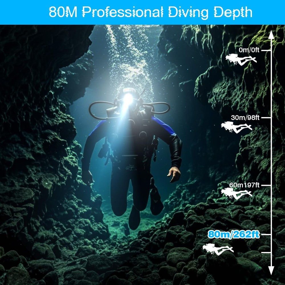 Scuba Dive Light Underwater Rechargeable Waterproof Flashlight Professional I...