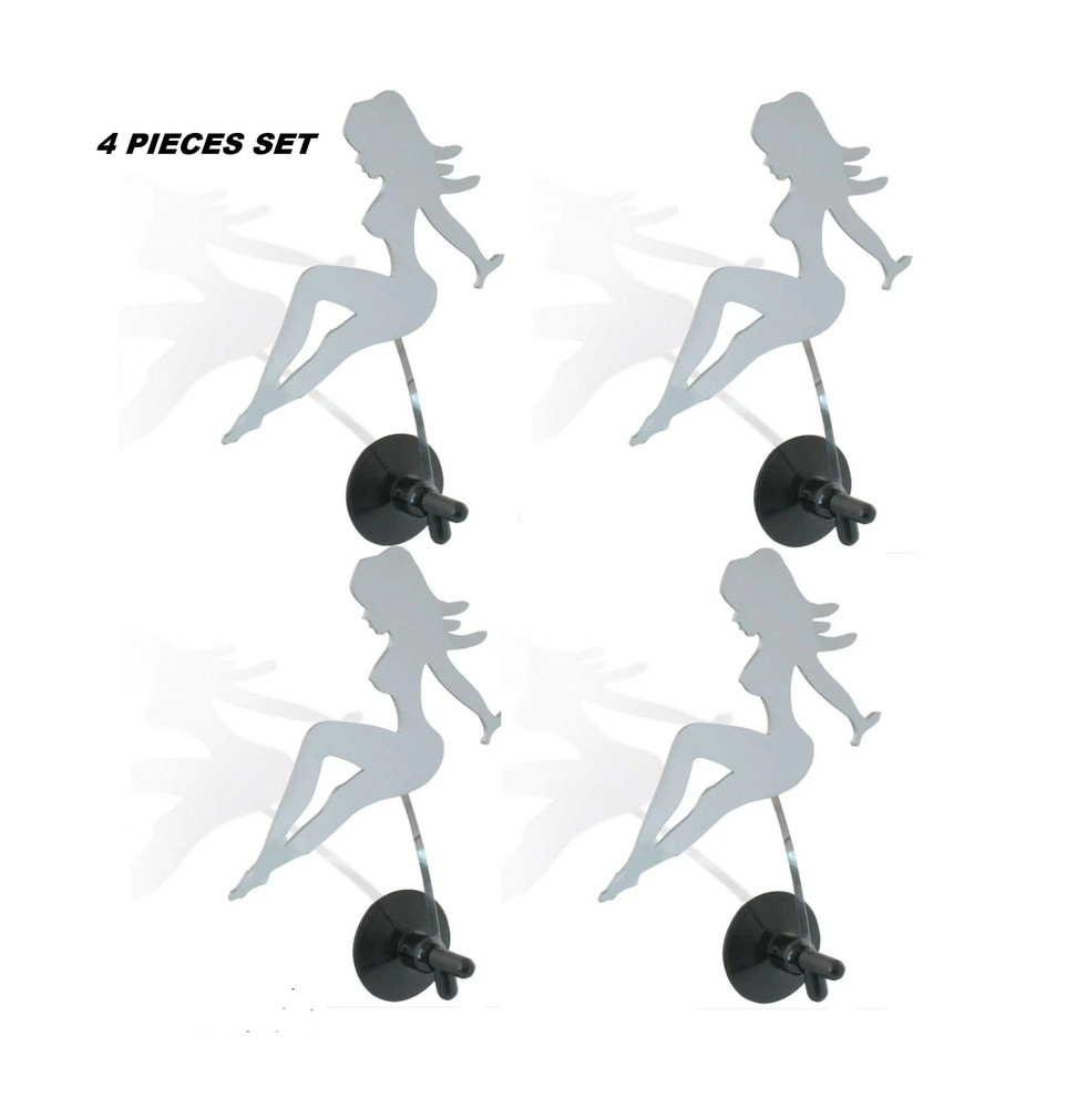 4 PIECES SET Chrome Plastic Waving Lady for Windshield