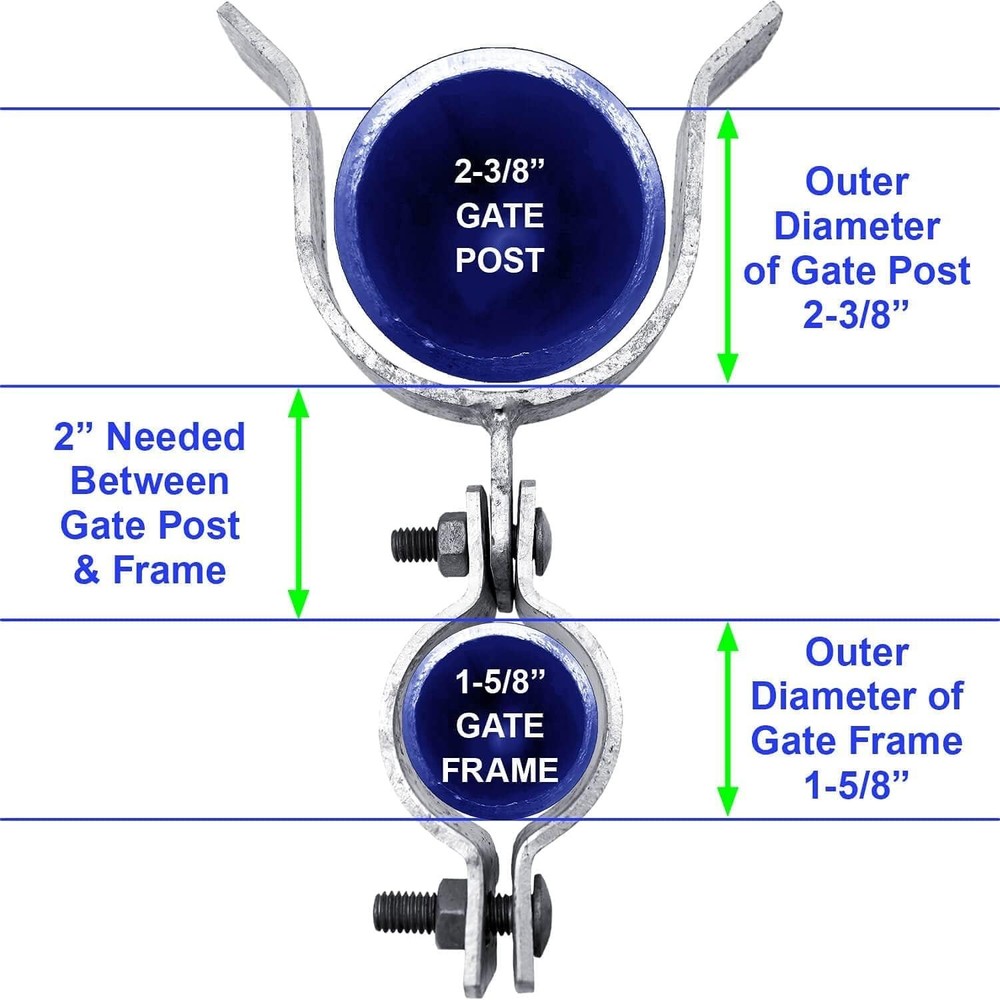 1-5/8" x 2-3/8" Galvanized Chain Link Fork Latch with Padlock Hole for Security