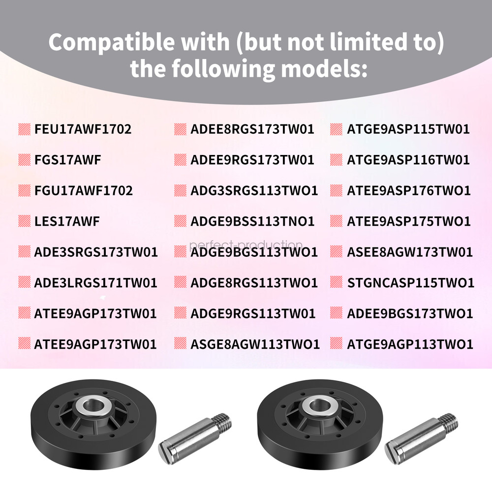 RB170002 Dryer Drum Roller Kit - Black Compatible with Speed Queen