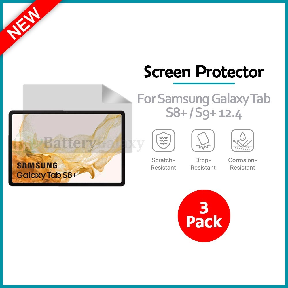 3-Pack LCD Clear HD Screen Protector for Android Samsung Galaxy Tab S8+/S9+ 12.4