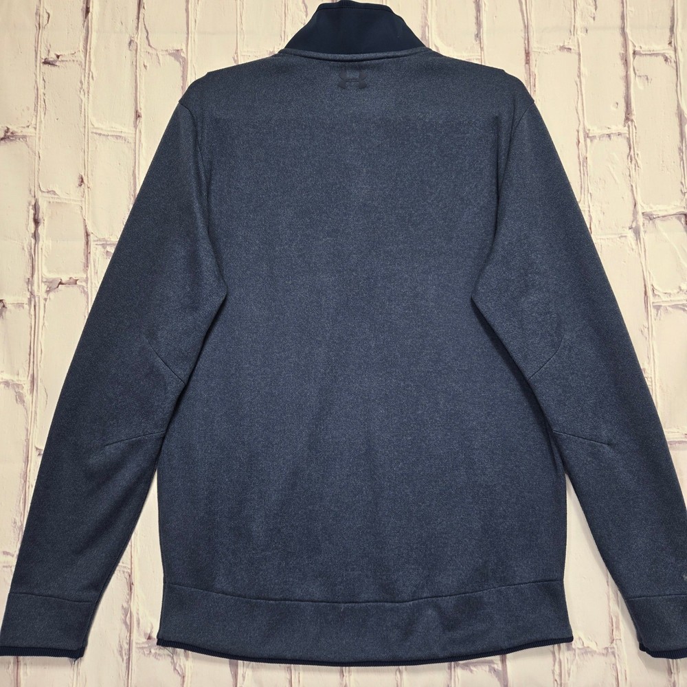 Under Armour Storm ColdGear Golf Pullover Men Medium Blue Snap Mock Neck Sweater